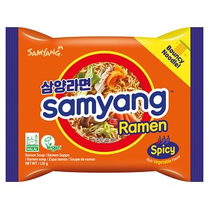 Asiatische Instant-Ramen mit Gemüse und Gewürzen, spicy Geschmack.