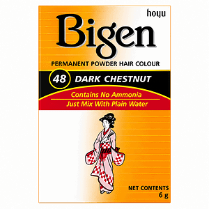 Asiatischer Haarfärbe-Puder, dunkle Kastanie, 6g, ohne Ammoniak.