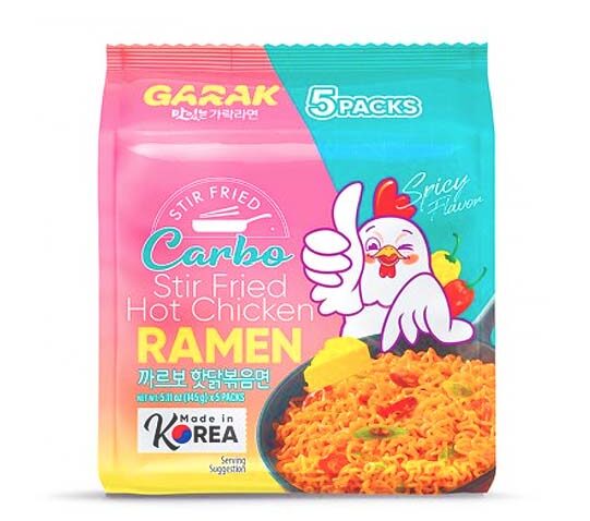 Asiatische Ramen mit Hähnchen, 5er Pack, Korea.