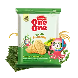 Asiatischer Reiscracker mit Meeresfrüchten und Oktopus-Design.