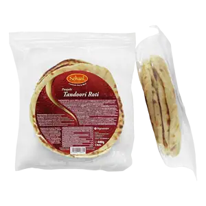 Asiatische Lebensmittel Online-Shop, Tandoori Roti in Verpackung.
