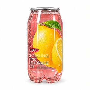 Erfrischende pinke Zitronenlimonade in Glasflasche, perfekt für asiatische Getränke.