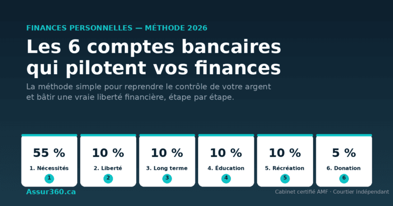 Visualization of the 6 bank accounts: Necessities 55%, Financial freedom 10%, Long term 10%, Education 10%, Recreation 10%, Donation 5%