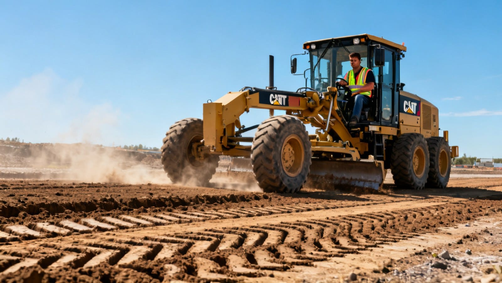 Niveleuse prépare et compacte le sol sur un chantier au Québec