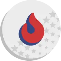 A red and blue flame symbol, reminiscent of the vibrant Astar network, is centered on a light gray circular background adorned with scattered gray stars.