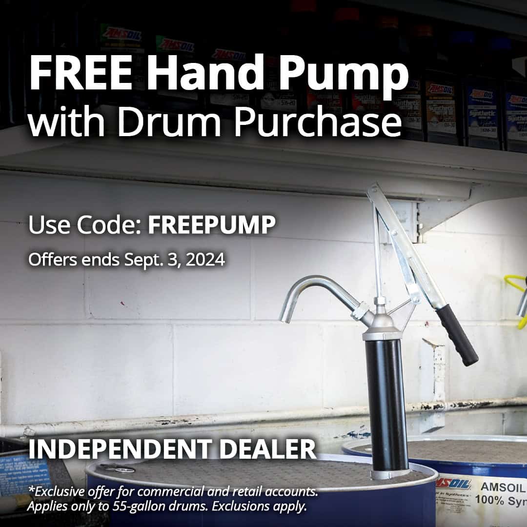 Free AMSOIL hand pump with order of 55-gallon drum
