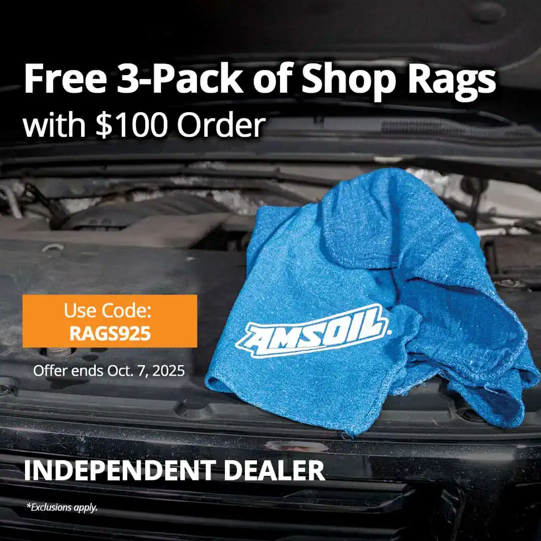 Free Three-pack Of Amsoil Shops Rags With Order Of $100 Or More