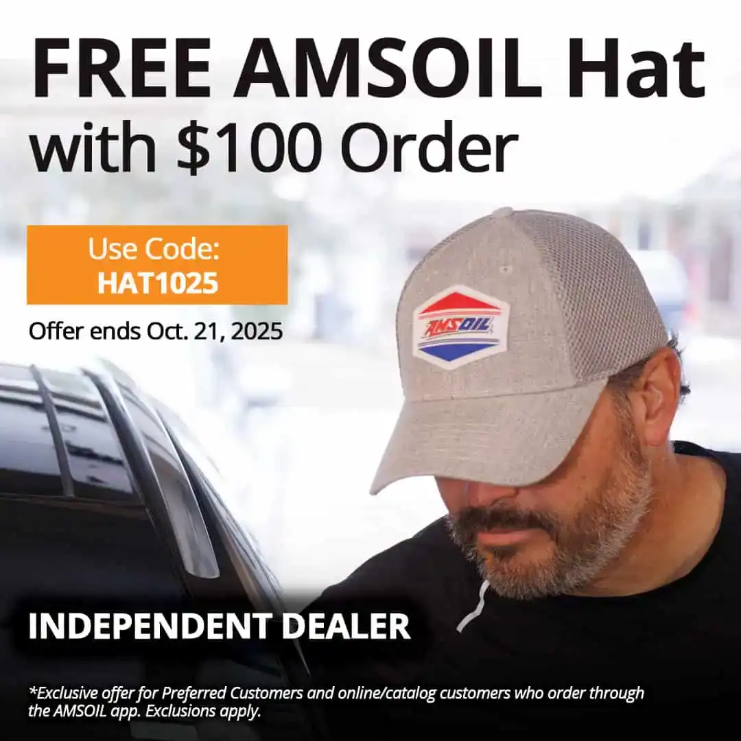 Free AMSOIL hat with order of $100 or more