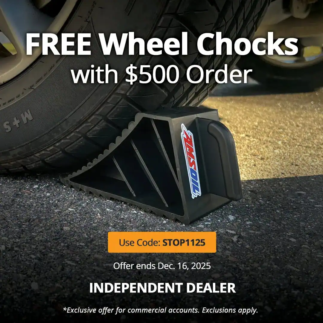 Free set of AMSOIL wheel chocks with order of $500 or more
