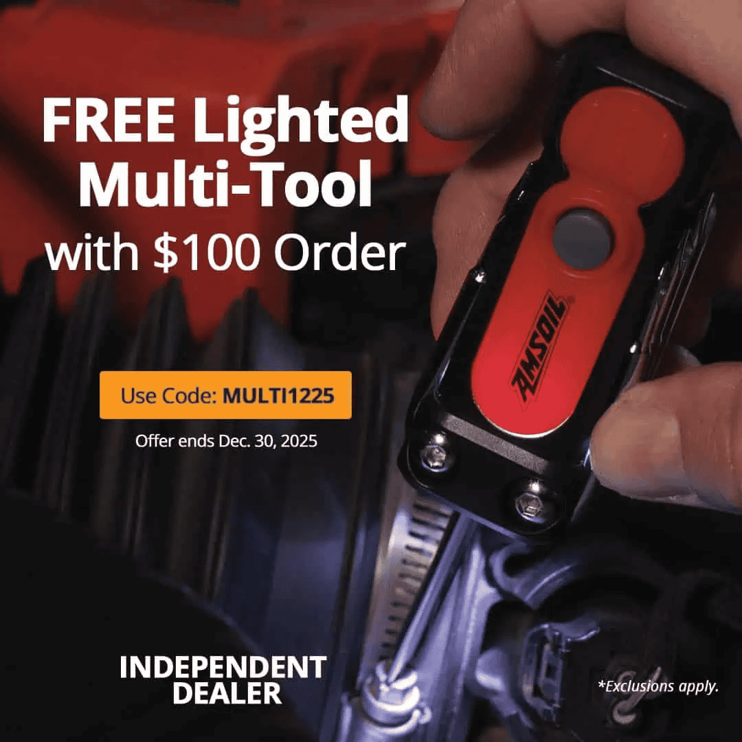 Free AMSOIL lighted multi-tool with order of $100 or more