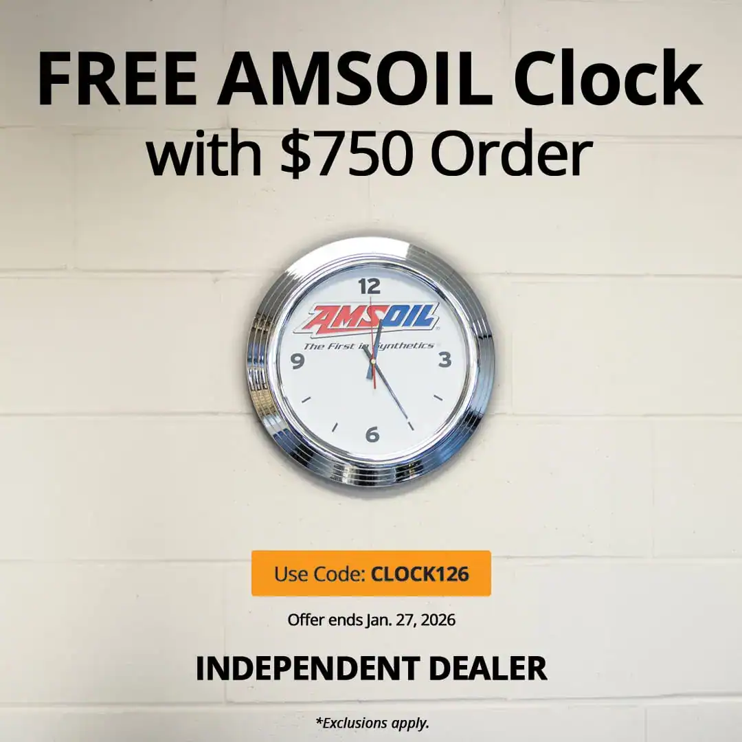 Free AMSOIL clock with order of $750 or more
