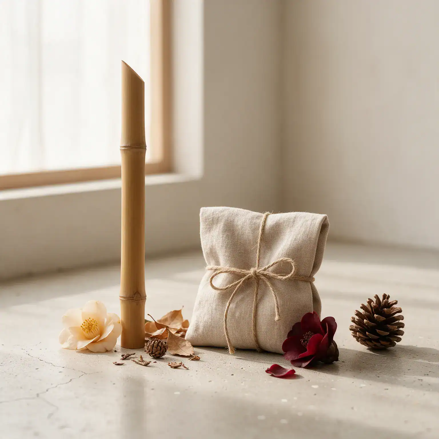 Petite brosse en Bambou avec pochette en lin