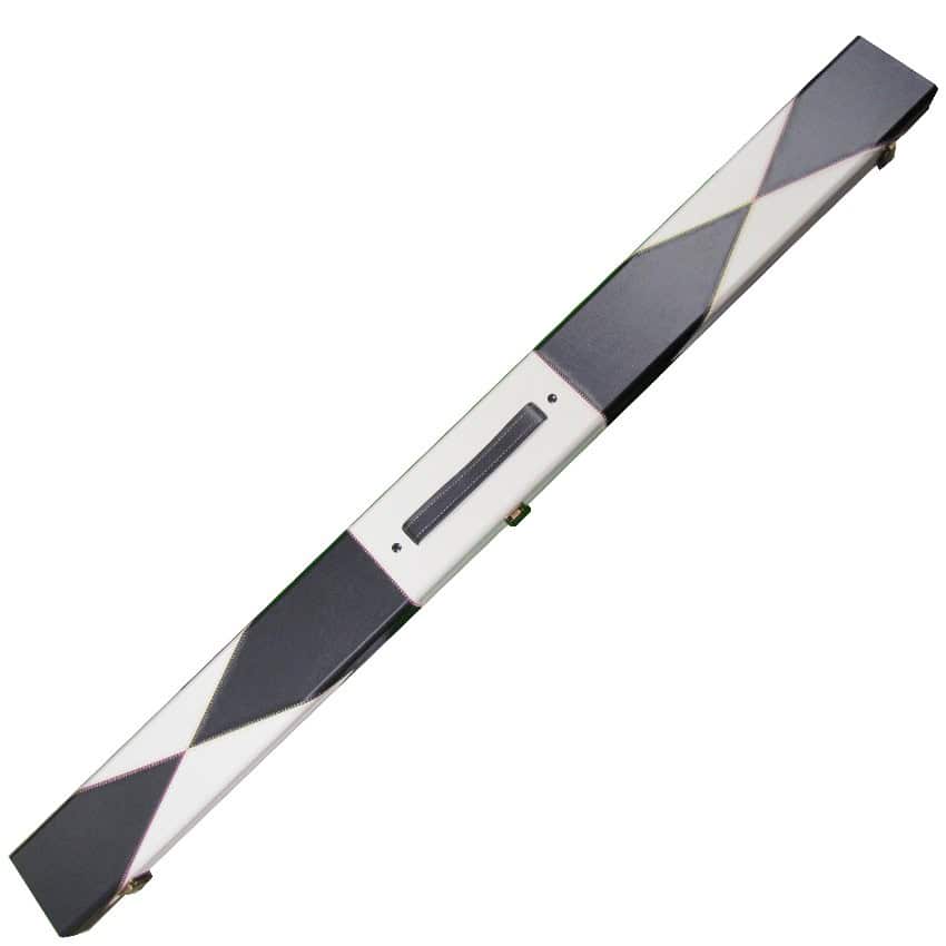 3 section black and white 3 piece cue case closed