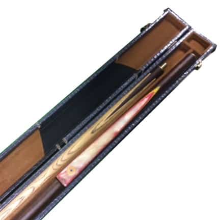 White Flash butt jointed snooker cue, snooker extensions and snooker case.