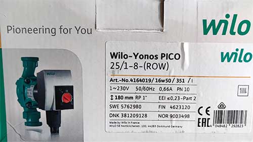 Κυκλοφορητής WILO Yonos PICO 25/1-8 180mm 230V PN10 – Φωτογραφία Συσκευασίας | ΜΠΟΥΓΙΟΥΚΟΣ | ΠΑΤΡΑ