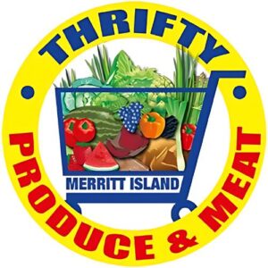 Bright logo featuring fresh produce and the Thrift City Produce & Meat name.
