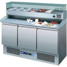 PRODIS EC-3PIZZA  3 DOOR GRANITE TOP PIZZA PREP TABLE WITH 6 X 1/4GN TOPPING UNIT