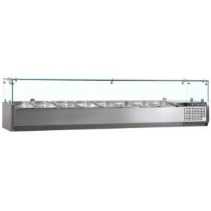 Prodis EC-T18G, 1800mm 8 x 1/3GN Topping Unit With Curved Glass Top