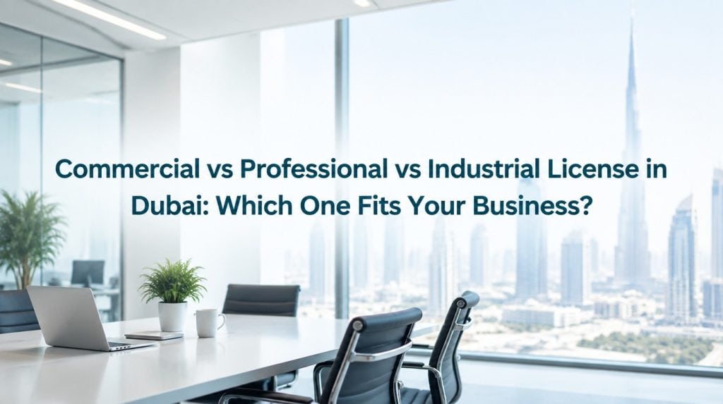 Business meeting room with city view in Dubai for license comparison.