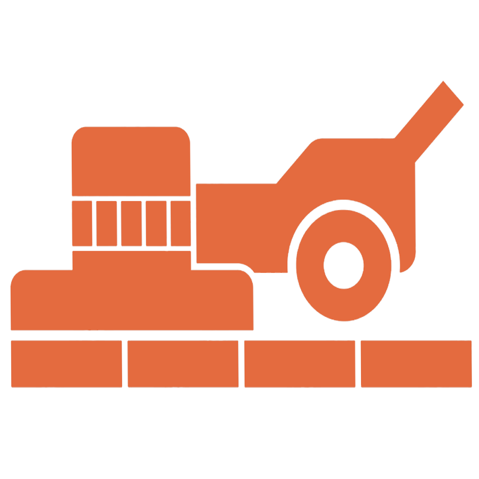 Orange floor sander icon on a pathway