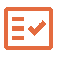 Orange task checklist icon on black background