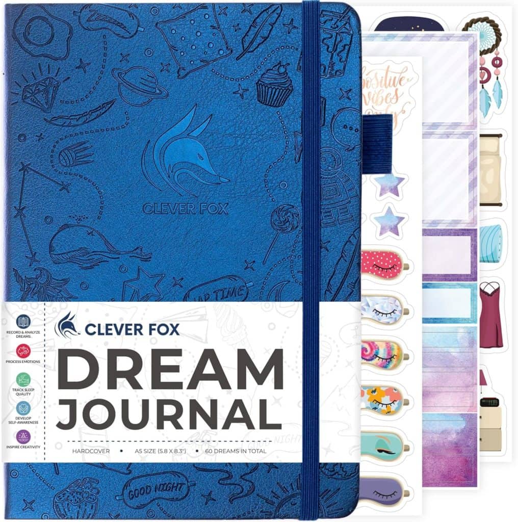 Clever Fox Dream Journal – Guided Dream Diary for Women, Men  Kids – Hardcover Notebook to Track  Analyze Your Dreams  Sleep – Log Book for Dream Journaling – 60 Dreams Total, A5 Size, Mystic Blue