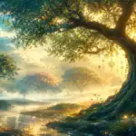 Trees in dreams shown as a mystical forest with glowing light, symbolizing spiritual meaning, growth, roots, wisdom, transformation, and hidden messages.