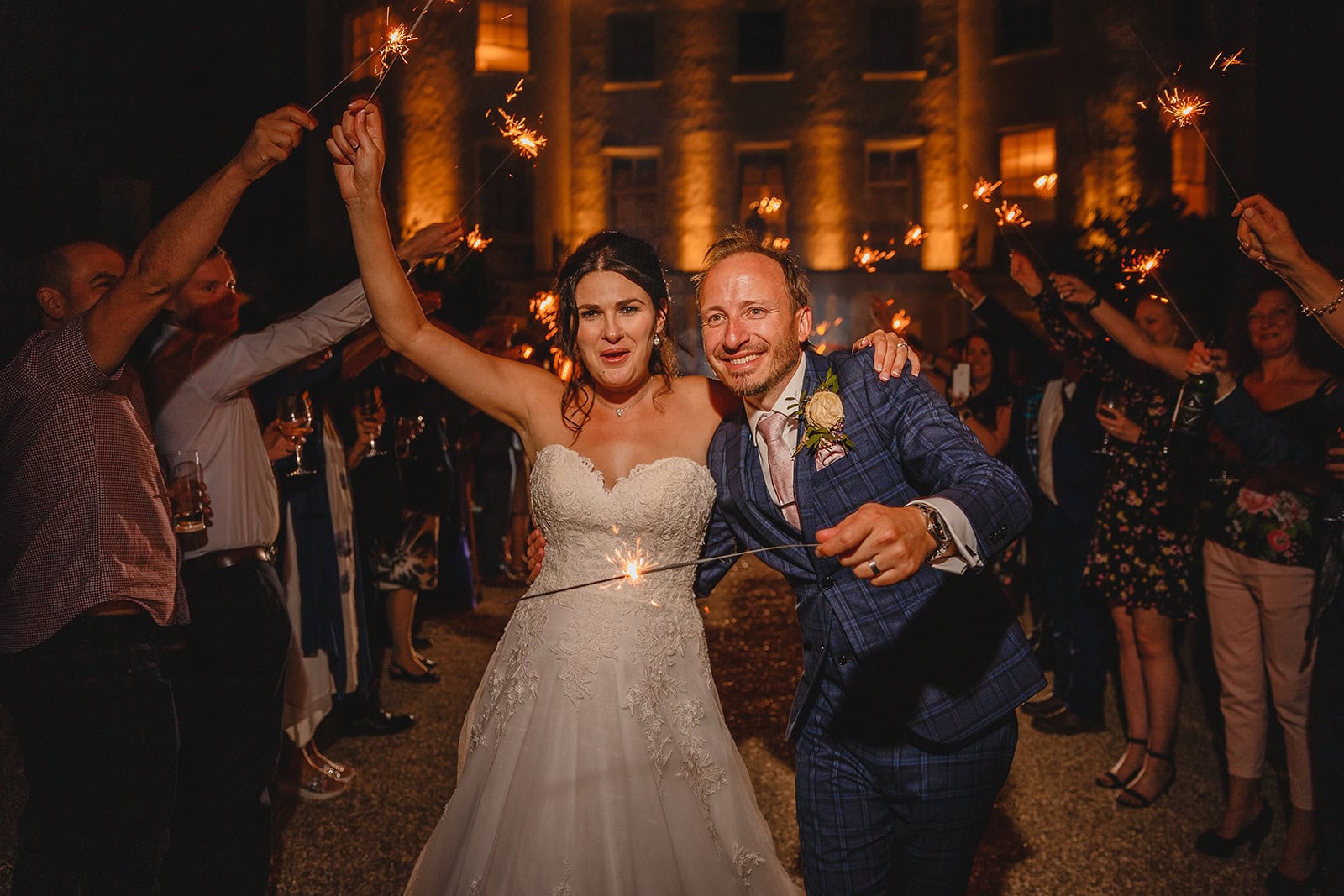 Rachel and Alex evening wedding reception at Rockbeare Manor, Devon