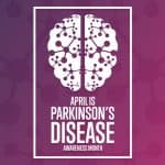 Brain with interconnected nodes symbolizing neurological connections for Parkinson's disease awareness April is Parkinson's Disease Awareness Month.