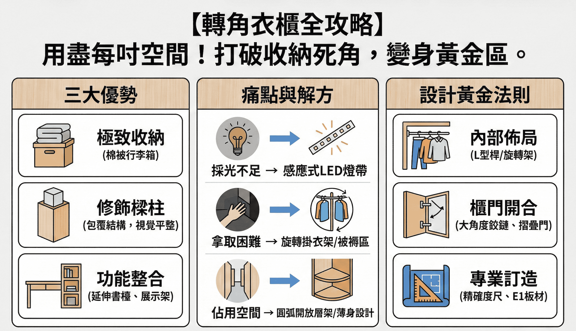 轉角衣櫃定制，最大化空間利用，打造實用收納解決方案。.