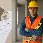ALT標籤：建築師與施工現場專業人員討論裝修設計與施工風險.