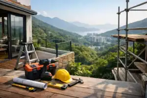 山景屋邊裝修施工現場.