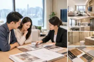 香港傢俬設計專家與客戶討論室內設計方案.