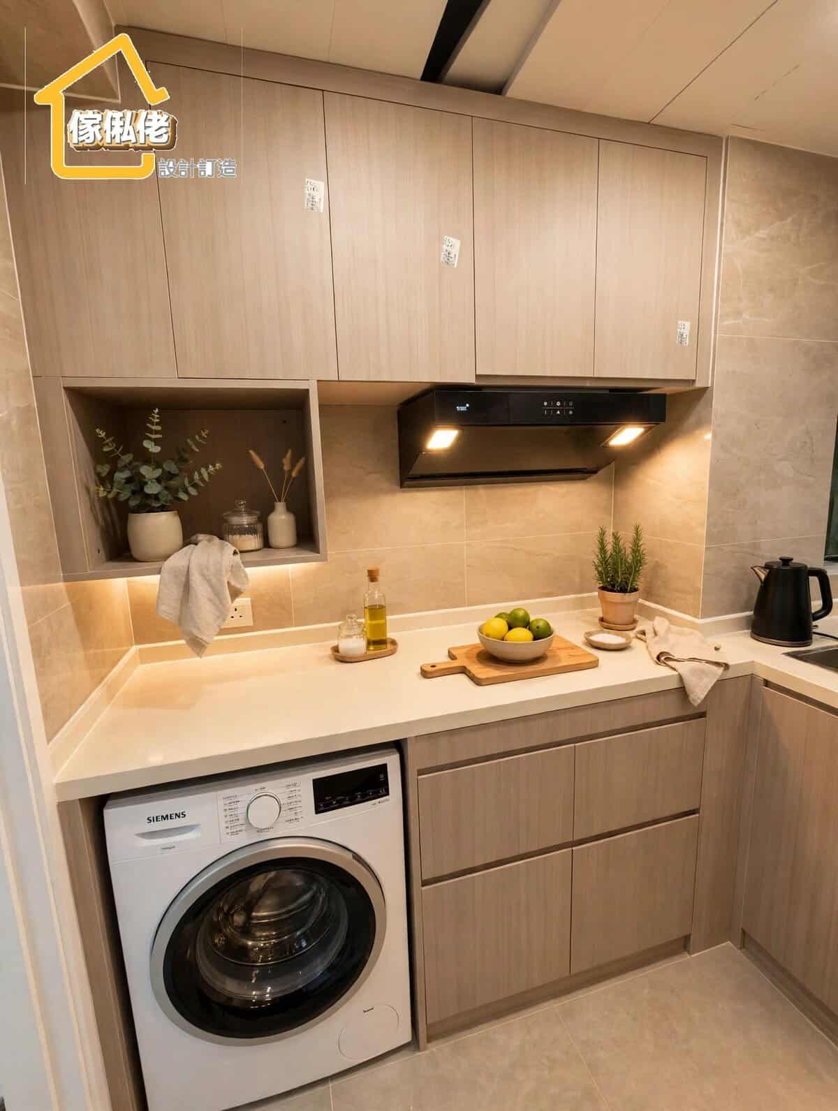 鑽石山星河名居訂造傢俬案例 - 廚房抽油煙機及洗衣機位