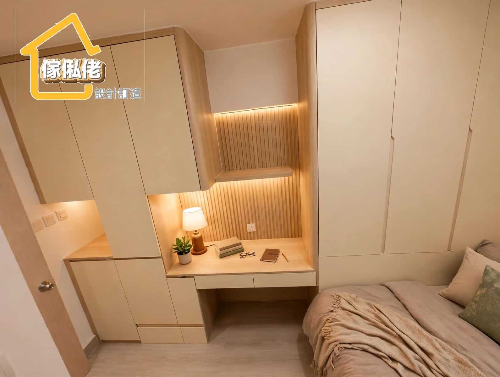 鑽石山星河名居訂造傢俬案例 - 睡房衣櫃及書枱