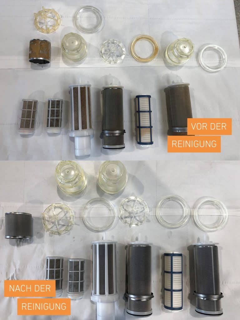 Practical example of cleaning drinking water filters