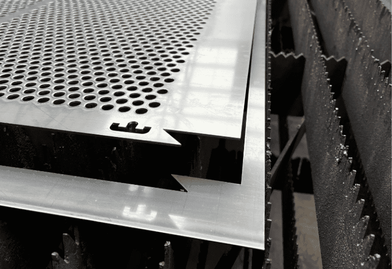 laser cut perforated metal close up image