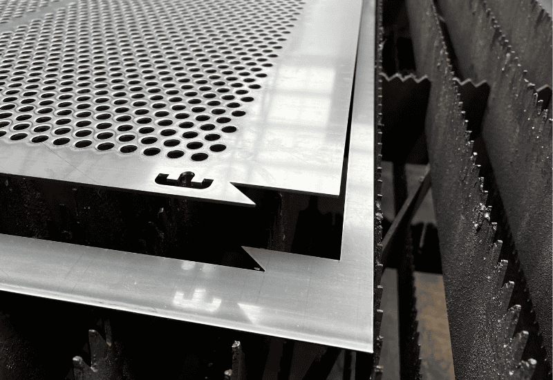 laser cut perforated metal close up image