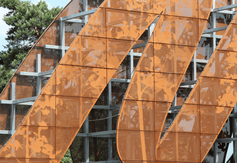 Picture perf - images perforated onto sheet metal with framing sub structure behind