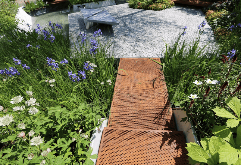 Chelsea gold garden with Graepel's corten perforated walkway