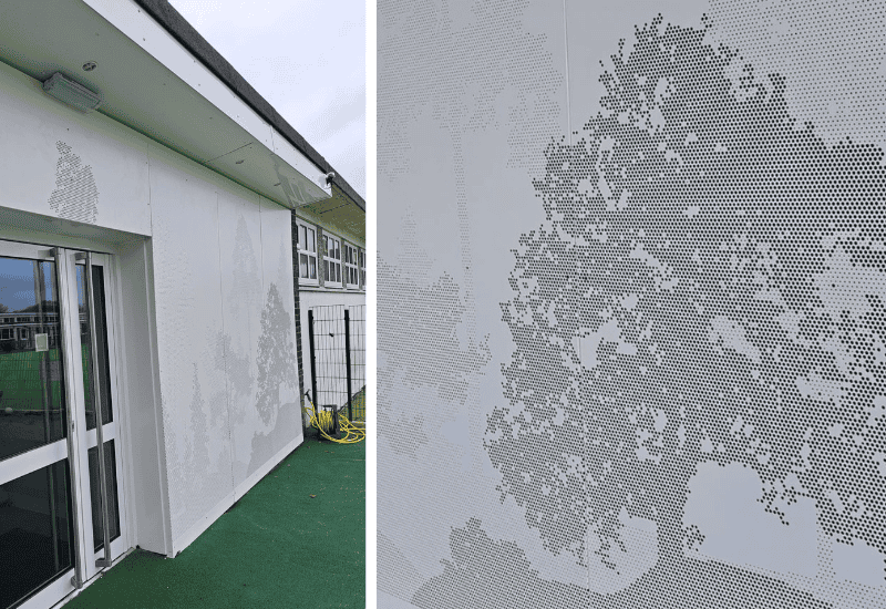 Picture perf - perforated cladding of trees in sheet metal