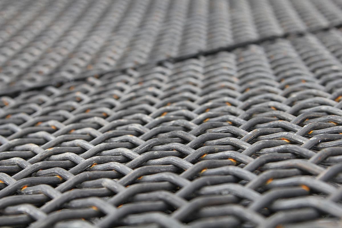 Woven wire mesh samples in different patterns and finishes of mesh