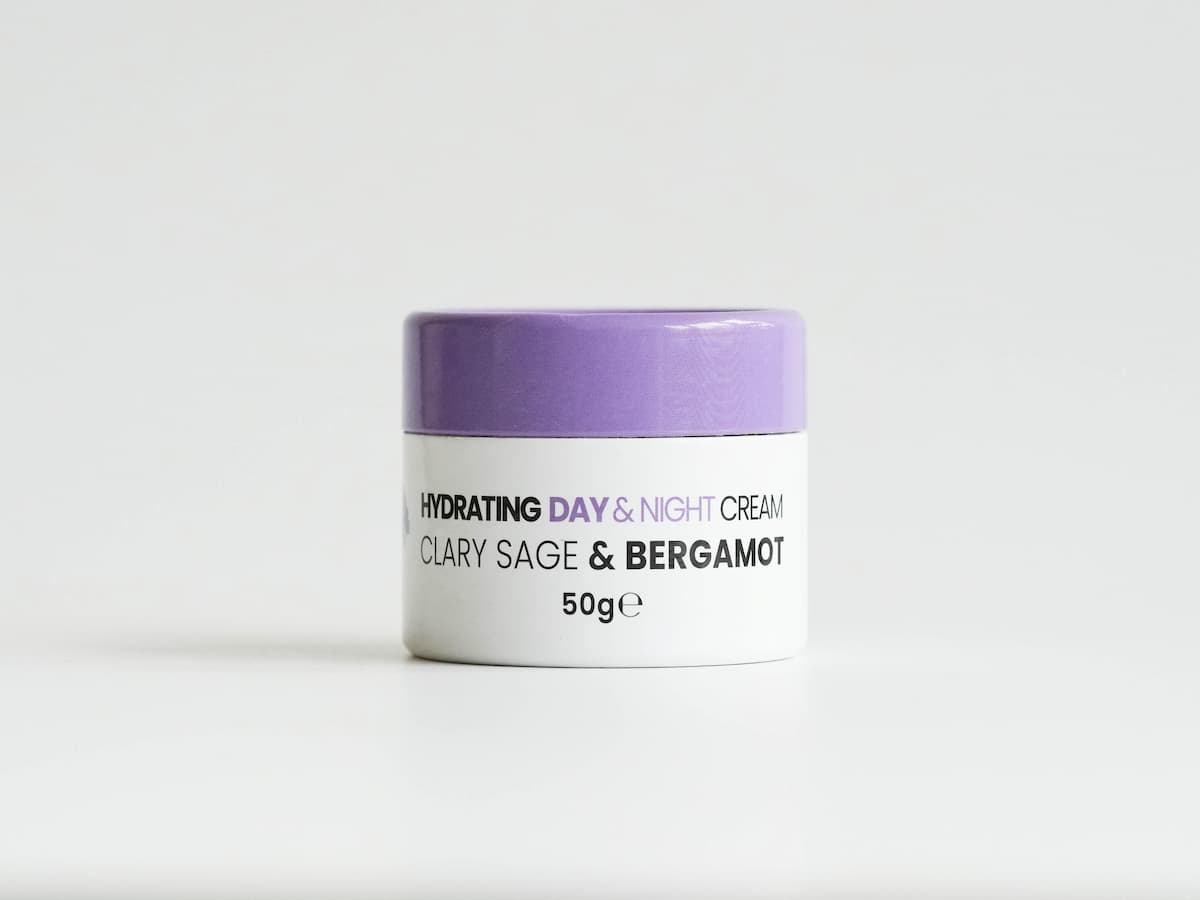 Gentle tallow skincare day and night cream with organic clary sage and bergamot for nourishing skin.