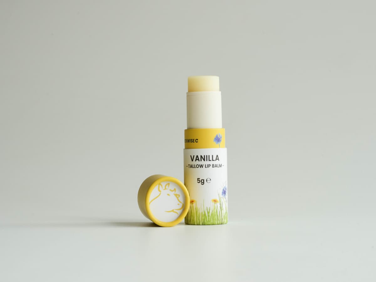 Vanilla Tallow Lip Balm Stick.