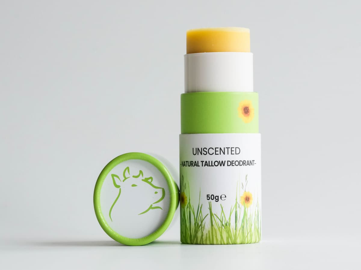 Unscented Organic Tallow Balm Stick.