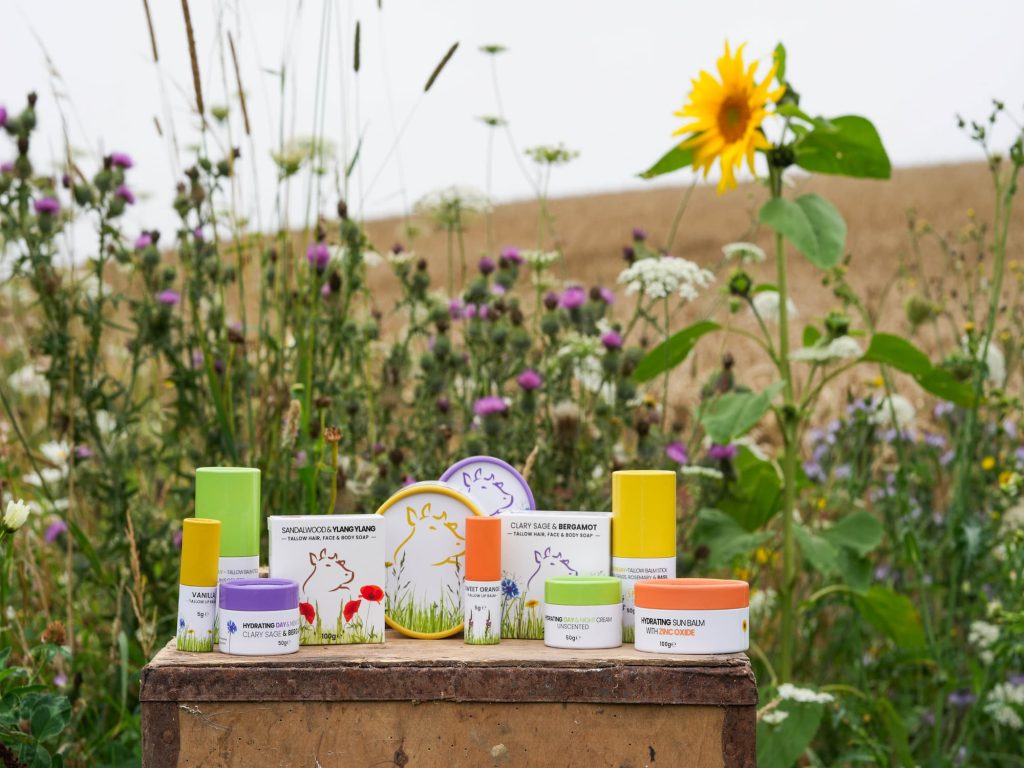 “Hayes Meadow odour-free tallow skincare – regenerative, natural, and non-comedogenic
