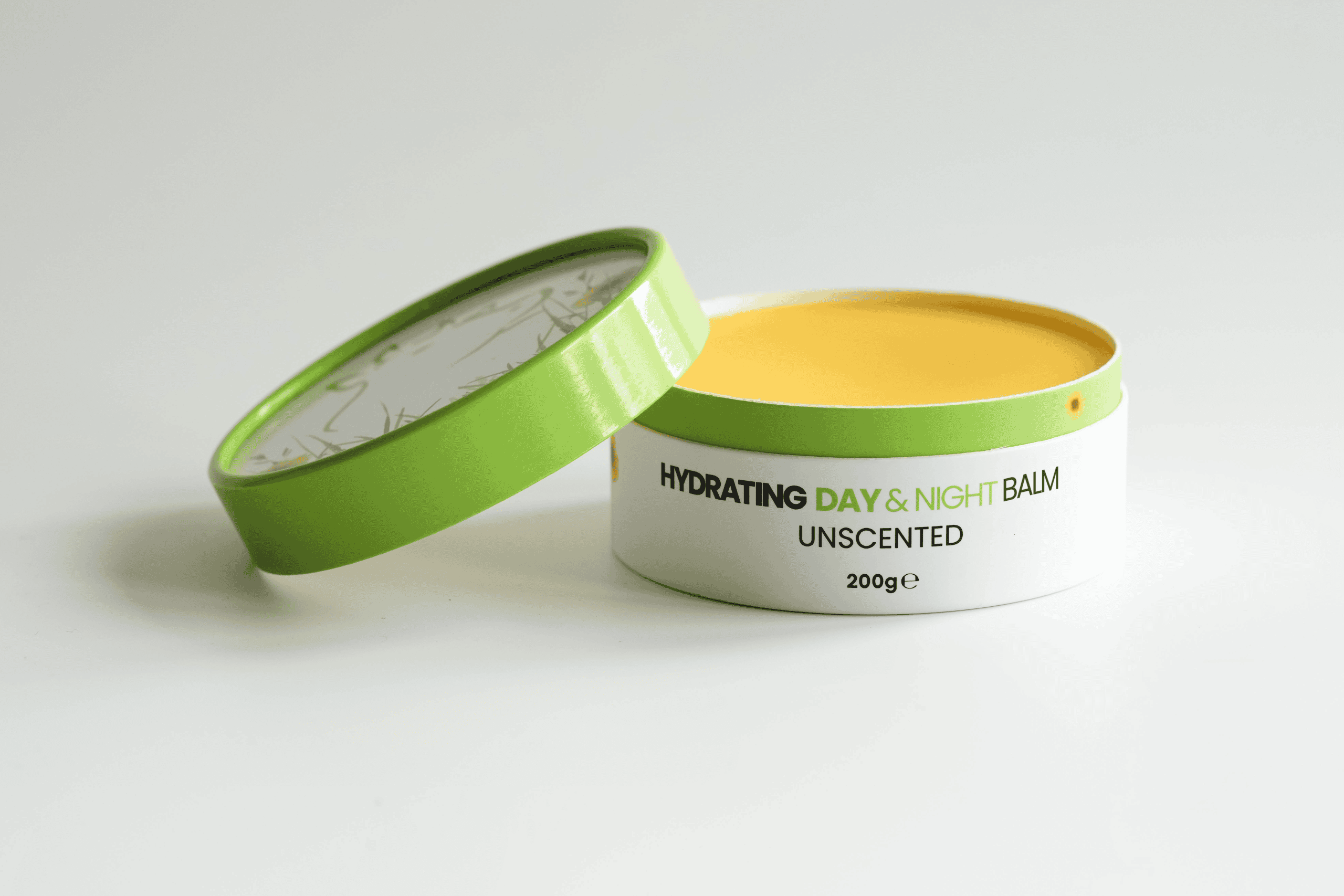 Open Unscented Day & Night Tallow Balm 200g with balm label