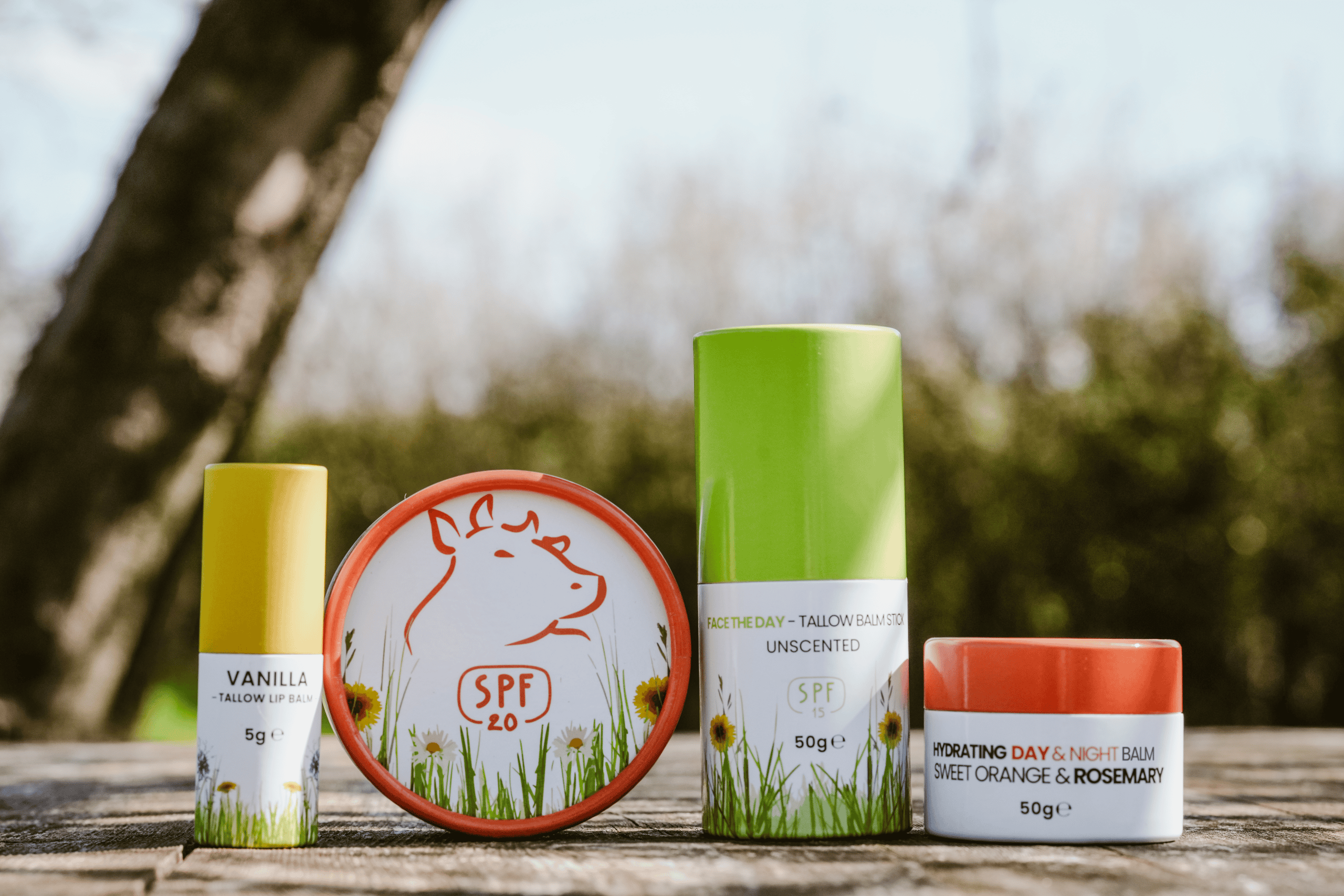 Hayes Meadow Day & Night Tallow Balm products with Sweet Orange & Rosemary 50g balm