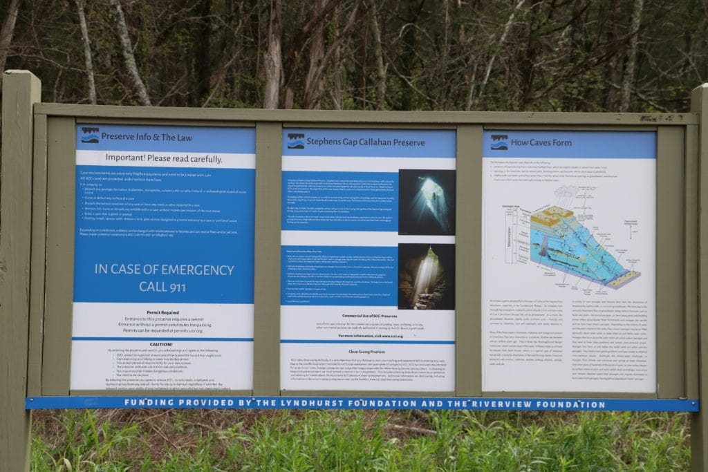 Hiking Stephens Gap Cave in Alabama – Ultimate Guide Stephen's Gap Sign