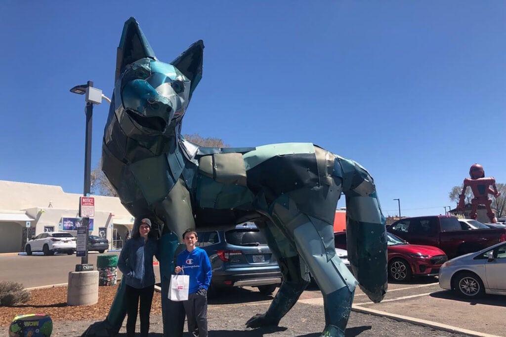 Meow Wolf Santa Fe – Ultimate Guide Meow Wolf Santa Fe large wolf statue.